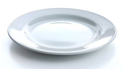 Pristine White Plate: Minimalist Design, Glossy Surface, Clean Aesthetic, Studio Shot.
