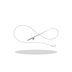 Fishing rod icon with shadow