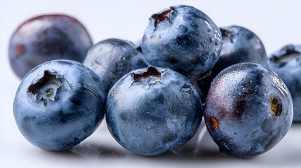 Obraz premium Close-up of Fresh, Wet Blueberries: Macro Photography, Detailed Texture.