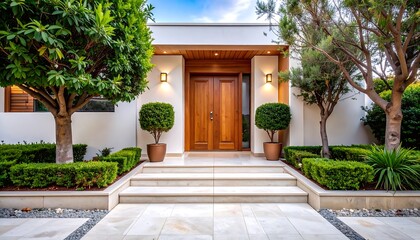 Modern home exterior with elegant entryway