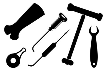 Orthopedic surgical instruments and bone illustration