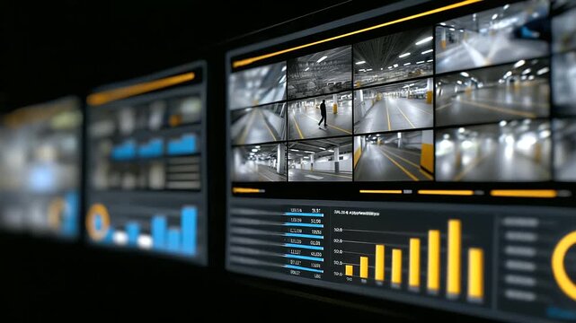 Real-time CCTV monitoring interface for analyzing underground parking garage activity.