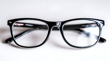 Stylish Black Eyeglasses: Modern Design, Clear Lenses, Minimalist Aesthetic.