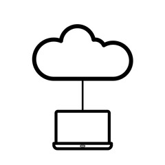 Cloud computing, laptop remote access - vector icon
