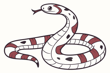 Cartoon Snake with Stripes and Spots Illustration of a Reptile with Tongue Sticking Out and Dark Outline and Brown Stripes