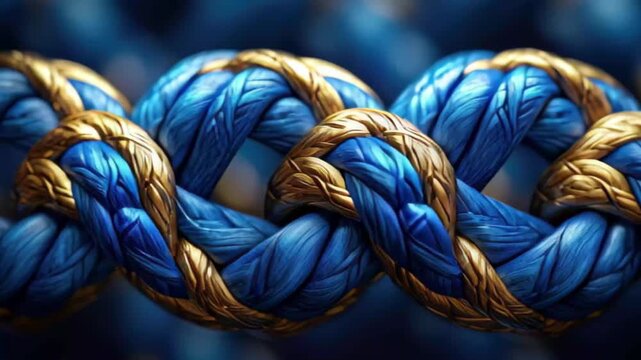 Brightly colored braided rope with intricate patterns and textures creates a striking visual in a close-up view