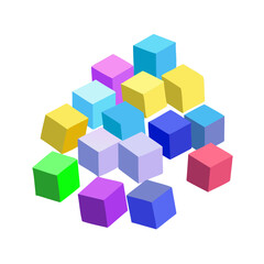 Obraz premium Colorful 3D Cubes Pile Abstract Geometric Vector Isolated on White