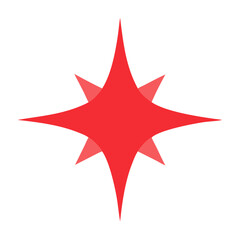 Red Bright Star or Flare Sparkle Icon Vector with Layered Design