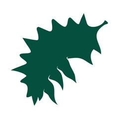 Holly Leaf Single Green Silhouette Vector for Christmas Decoration Design