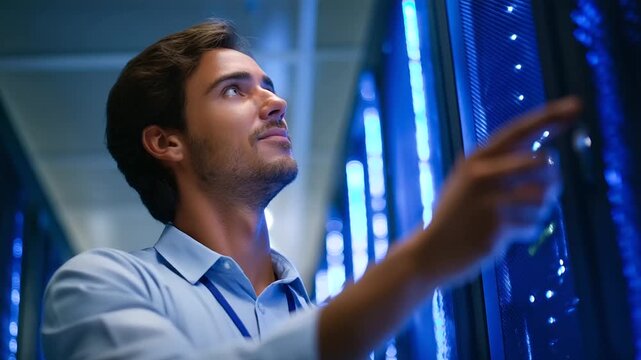 Technicians expertly replace hard drives in a state-of-the-art data center.