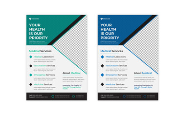 Medical Flyer Design. This flyer has a lot of added service contact headlines.