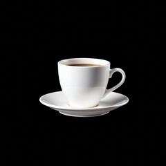 Obraz premium Coffee cup on saucer against a black background