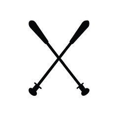 Silhouette of Crossed Ski Poles and Skis