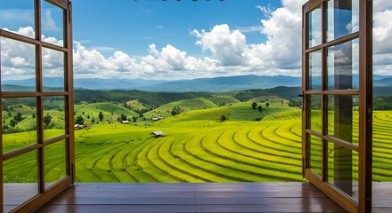 A Glimpse of Paradise Rice Fields and Rolling Hills in Indochina