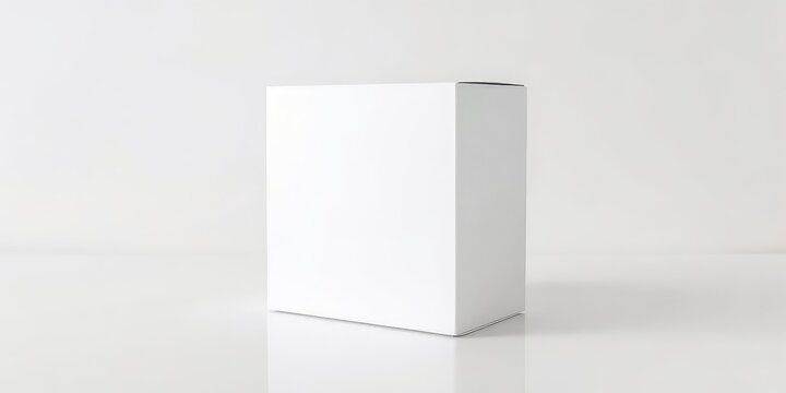 Blank White Product Packaging Box on a Seamless Background Ready for Branding and Mockup Placement