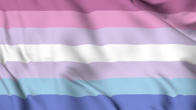 The bigender pride flag background, Realistic bigender identity flag waving in the wind, LGBTQ bigender community symbol Perfect Loop 4K video.