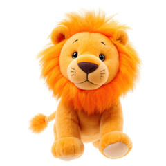 Colorful plush lion in playful pose