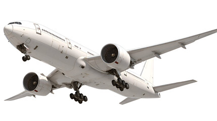 Naklejka premium White Airplane Taking Off, Underside View, Isolated on White Background.