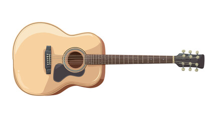 A digital illustration of an acoustic guitar viewed from a top-down perspective. The guitar is light brown with darker brown wood grain visible.  The body is a dreadnought style with a dark