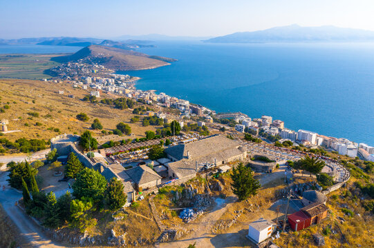 Lekuresy Castle a fortress on top of a mountain, above Saranda, Albania. 