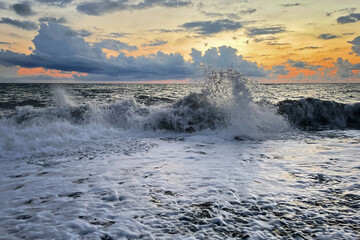 Beautiful beach and waves. Perfect tropical coast horizon scenic coast view. Mediterranean nature