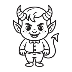 Cartoon devil character with horns and tail illustration