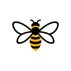 Stylized Bee Illustration with Bold Black Outlines and Yellow Stripes