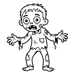 Obraz premium Cartoon zombie with tattered clothes and outstretched arms