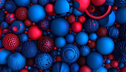 Abstract spheres in vibrant blues and reds