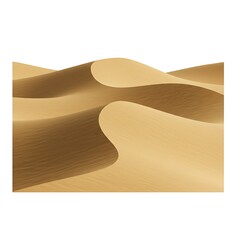 "Golden Desert Sand Dunes Isolated on White Background – Arid Landscape Illustration"