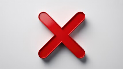 Fototapeta premium Red Cross Symbol on White Background - Negative, Error, Cancel Concept