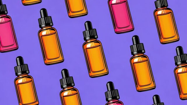 pattern of bottles cosmetic product serum, vector illustration