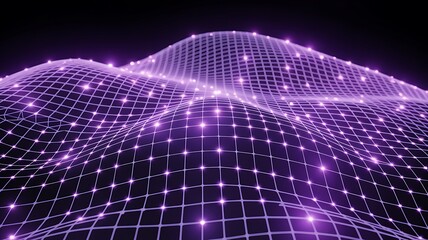Naklejka premium Abstract blue technology background with flowing fractal lines, representing a dynamic grid in a virtual space