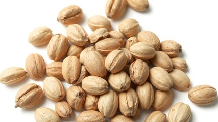 Obraz premium Pile of Dried Nuts Displaying Natural Textures and Patterns, Captured with Soft Lighting on a Simple Background