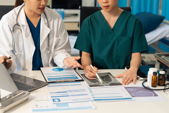 Medical team working on digital tablet healthcare doctor technology tablet using computer analyzed the results of medical reports