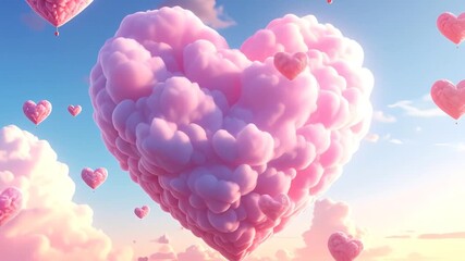 Pink heart clouds romantic sky - Powered by Adobe