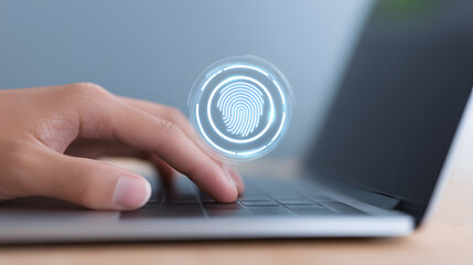 Finger scanning biometric login interface. Perfect for cybersecurity themes, digital identity visuals, or modern UI/UX design concepts.