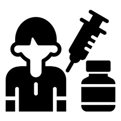 Medical Injection Icon Person, Vial, Syringe