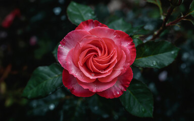 Beautiful pink rose flower blossom in garden nature floral photography