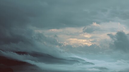 Misty Landscape under Overcast Sky – Poetic Atmosphere and Soft Light