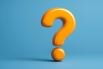 Glossy Orange Question Mark on Blue Background