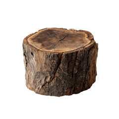 Wooden log piece forest natural material rustic close-up nature. Isolated on transparent background, png.