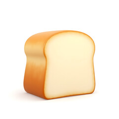 3D Mini Icon of a sliced loaf of white bread with soft texture and golden crust, perfect for breakfast posters, shown on a plain background