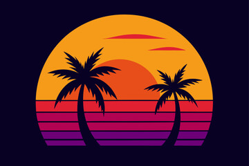 palm tree silhouette on the beach