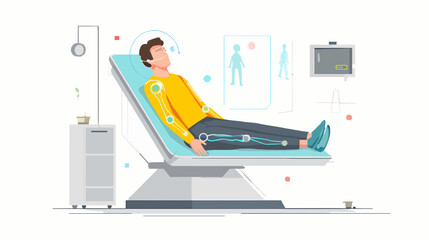 Fototapeta premium Vector Illustration of Augmented Reality Body Scan in a Minimal Medical Setting