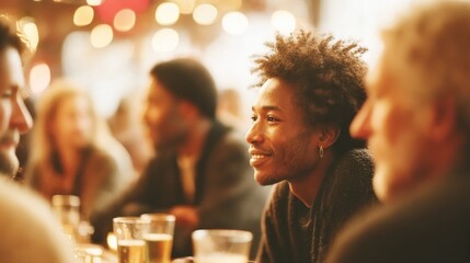Diverse Group Chatting in Warm Vintage Light