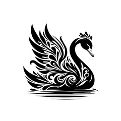 Obraz premium A black swan with a crown is isolated on white background