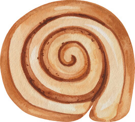 Watercolor Cinnamon Roll, Transparent Background