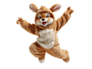 Exciting costume entertainment outdoor theme park action. Isolated on transparent background, png.