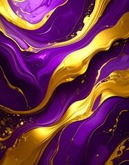 Abstract swirling design of purple and gold